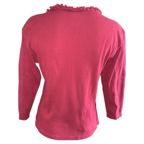 Women’s Bill Blass Size Medium Long Sleeved V-NeckShirt Maroon - Picture 3 of 6